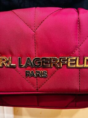Karl Lagerfeld Pink Quilted Crossbody with Gold Logo